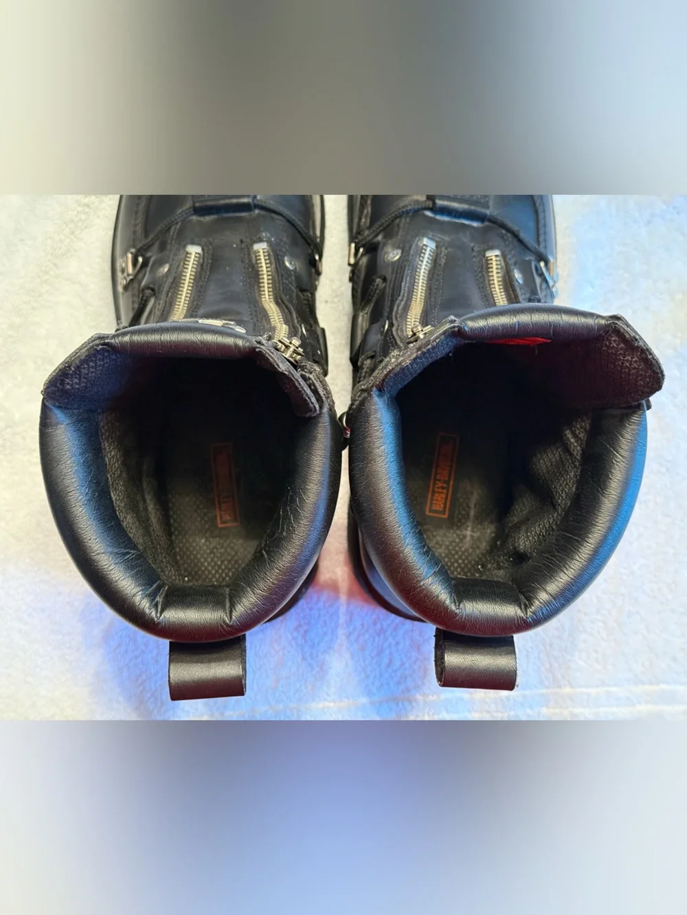 Men’s Harley Davidson Brake Light MC Boots. Leather Uppers,Twin Zippers. 11 1/2